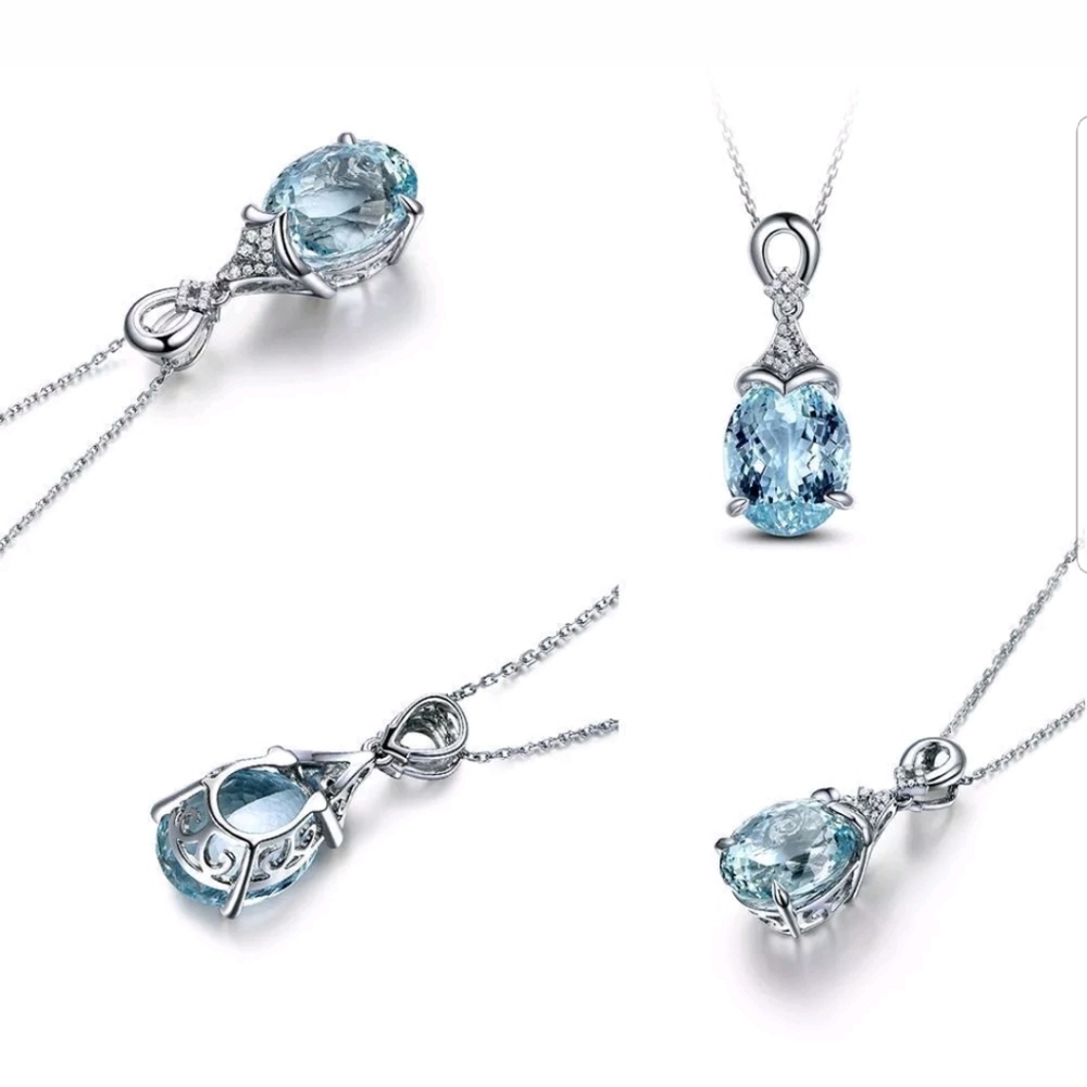 New LIGHT BLUE NATURAL STONE NECKLACE NECKLACE - Picture 6 of 6